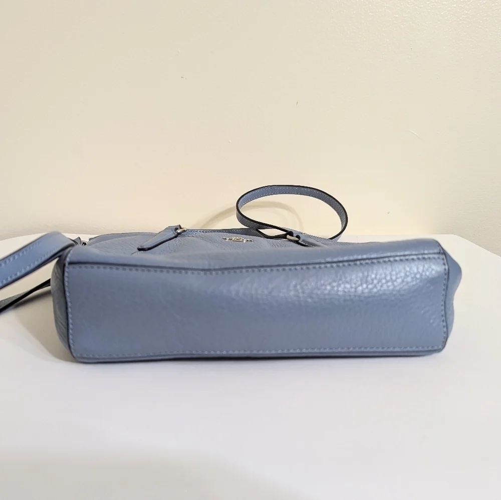 Coach Kelsey‎ Pebble Leather Small Satchel Blue 10 1/2 (L) x 7 (H) x 2 1/2 (W)